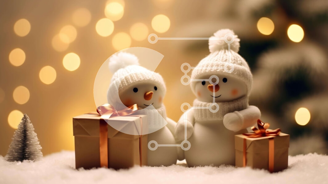 Intra Συλλεκτικό Ξύλινο Παζλ Plywood  4mm - Χιονάνθρωποι που γιορτάζουν τις γιορτές με δώρα Σε Ξύλινο Κουτί - Διαστάσεις: 10x10 cm – 25 κομμάτια