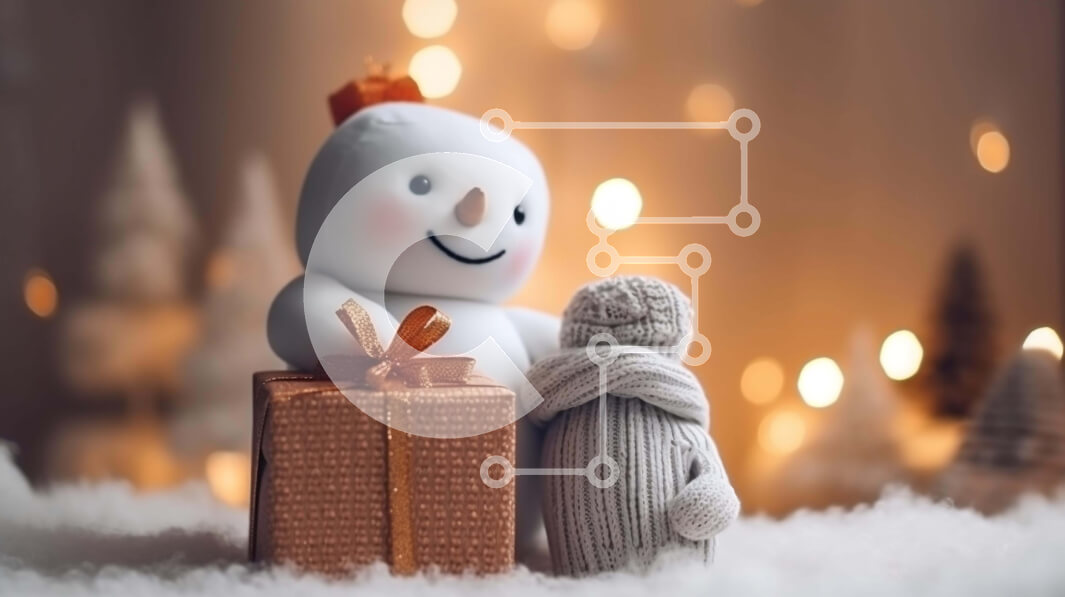 Intra Συλλεκτικό Ξύλινο Παζλ Plywood  4mm - Χιονάνθρωπος και αρκουδάκι σε κουτί δώρου με φώτα Σε Ξύλινο Κουτί - Διαστάσεις: 10x10 cm – 25 κομμάτια