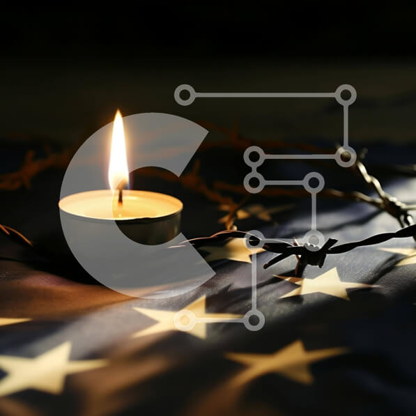 Intra Συλλεκτικό Ξύλινο Παζλ Plywood  4mm - Κερί στην αμερικανική σημαία με συρματοπλέγματα Σε Ξύλινο Κουτί - Διαστάσεις: 10x10 cm – 25 κομμάτια