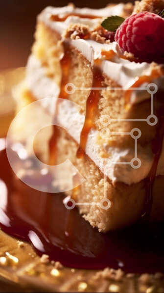 Intra Συλλεκτικό Ξύλινο Παζλ Plywood  4mm - Λαχταριστό κέικ με σάλτσα βατόμουρου και σαντιγί σε χρυσό πιάτο Σε Ξύλινο Κουτί - Διαστάσεις: 10x10 cm – 25 κομμάτια