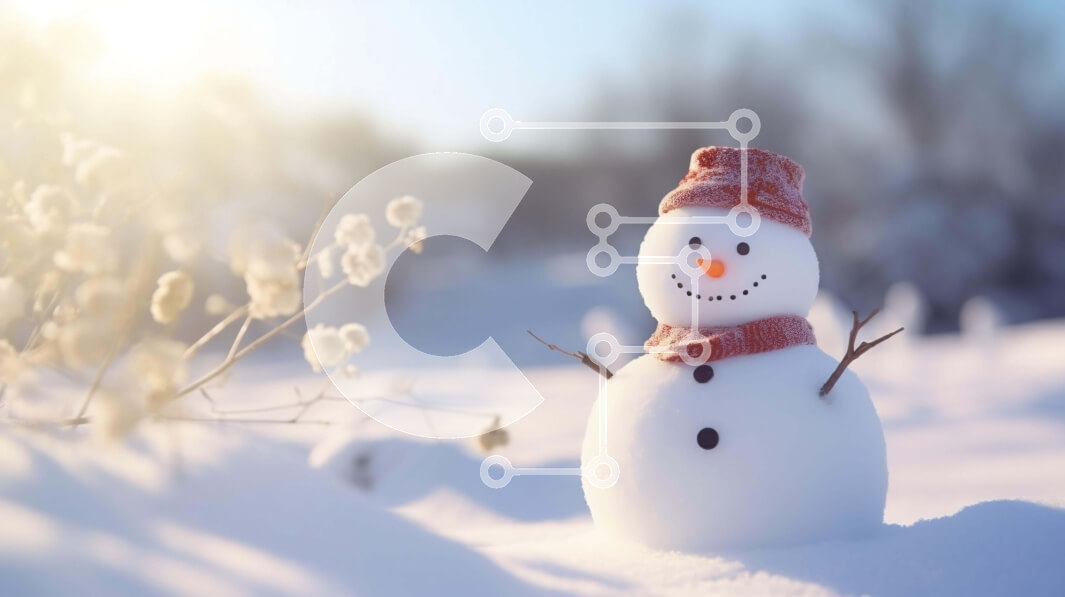 Intra Συλλεκτικό Ξύλινο Παζλ Plywood  4mm - Χιονάνθρωπος στο χιόνι με κόκκινο και λευκό κασκόλ και καπέλο Σε Ξύλινο Κουτί - Διαστάσεις Puzzle: 10x10 cm – 25 κομμάτια