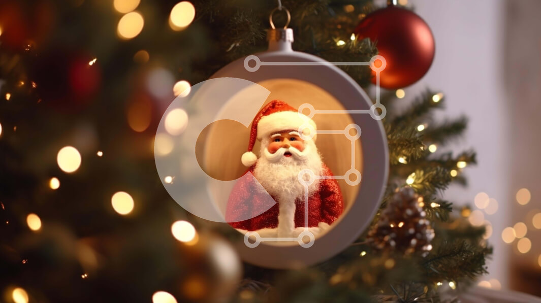 Intra Συλλεκτικό Ξύλινο Παζλ Plywood  4mm - Στολίδι Άγιου Βασίλη που κρέμεται στα πολύχρωμα φώτα Σε Ξύλινο Κουτί - Διαστάσεις: 10x10 cm – 25 κομμάτια