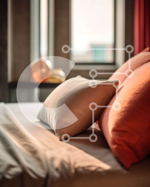 Intra Συλλεκτικό Ξύλινο Παζλ Plywood  4mm - Άνετο υπνοδωμάτιο με εκπληκτική θέα στον ορίζοντα της πόλης στο ηλιοβασίλεμα Σε Ξύλινο Κουτί - Διαστάσεις Puzzle: 10x10 cm – 25 κομμάτια