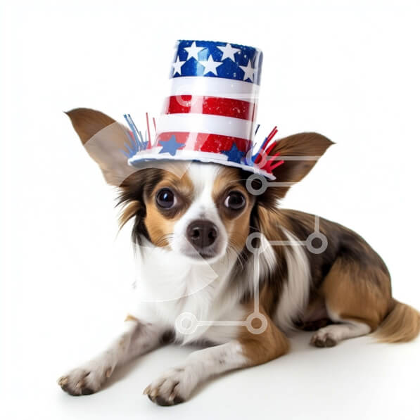 Intra Συλλεκτικό Ξύλινο Παζλ Plywood  4mm - Αξιολάτρευτη εικόνα ενός μικρού σκύλου που φορά ένα πατριωτικό καπέλο Σε Ξύλινο Κουτί - Διαστάσεις: 10x10 cm – 25 κομμάτια