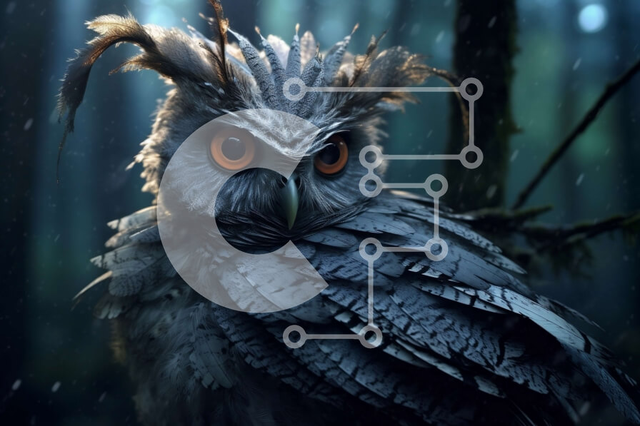 Σετ των 2 Intra Συλλεκτικό Ξύλινο Παζλ Plywood  4mm - Όμορφη εικόνα μιας γκρίζας κουκουβάγιας σε ένα σκοτεινό δάσος Σε Ξύλινο Κουτί - Διαστάσεις: 10x10 cm – 25 κομμάτια