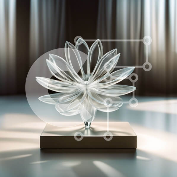 Intra Συλλεκτικό Ξύλινο Παζλ Plywood  4mm - Κομψό γλυπτό λουλουδιών λωτού από καθαρό γυαλί στο βάθρο Σε Ξύλινο Κουτί - Διαστάσεις: 10x10 cm – 25 κομμάτια