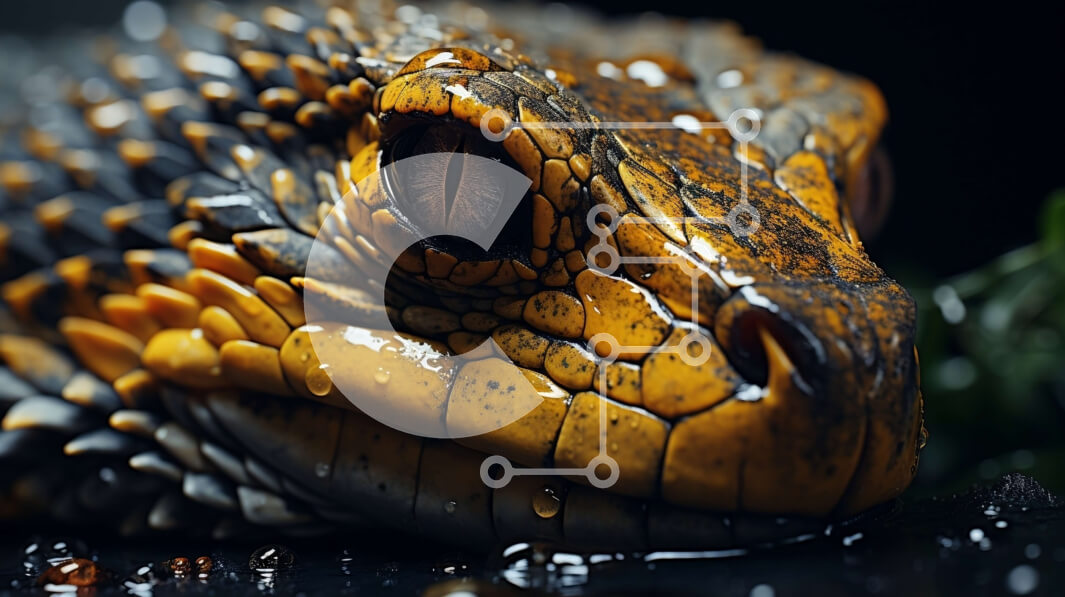 Σετ των 2 Intra Συλλεκτικό Ξύλινο Παζλ Plywood  4mm - Εκπληκτική κοντινή λήψη του κεφαλιού μιας σαύρας με σταγόνες νερού Σε Ξύλινο Κουτί - Διαστάσεις: 10x10 cm – 25 κομμάτια