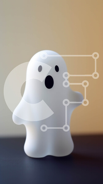 Intra Συλλεκτικό Ξύλινο Παζλ Plywood  4mm - Μικρό λευκό παιχνίδι φάντασμα που κάθεται όρθιο στο τραπέζι Σε Ξύλινο Κουτί - Διαστάσεις Puzzle: 10x10 cm – 25 κομμάτια