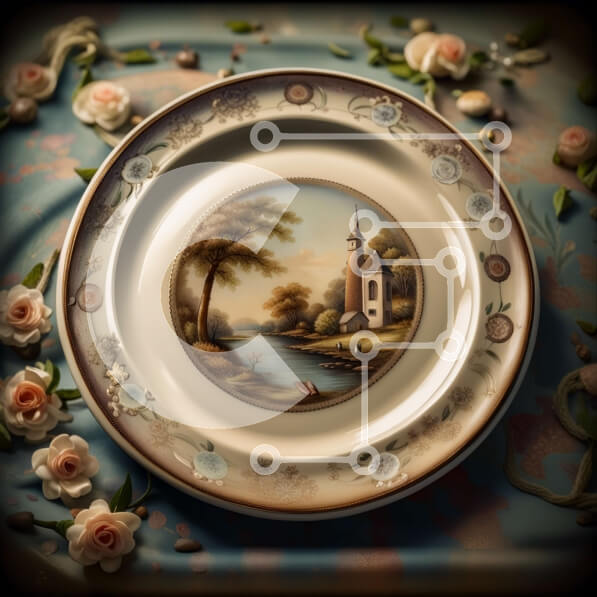 Intra Συλλεκτικό Ξύλινο Παζλ Plywood  4mm - Όμορφη νεκρή φύση του τοπίου του ποταμού με την εκκλησία και τα λουλούδια Σε Ξύλινο Κουτί - Διαστάσεις: 10x10 cm – 25 κομμάτια