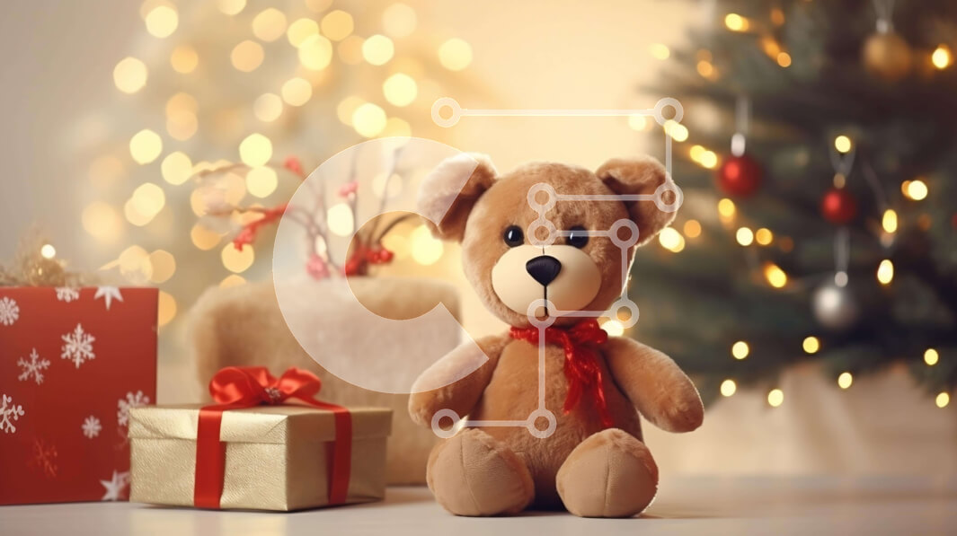 Intra Συλλεκτικό Ξύλινο Παζλ Plywood  4mm - Teddy Bear με χριστουγεννιάτικα δώρα Σε Ξύλινο Κουτί - Διαστάσεις: 10x10 cm – 25 κομμάτια