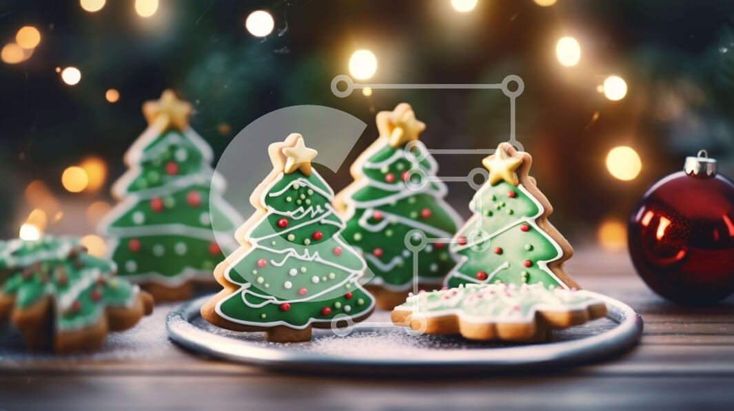 Intra Συλλεκτικό Ξύλινο Παζλ Plywood  4mm - Εορταστικά μπισκότα χριστουγεννιάτικου δέντρου σε στολισμένο δίσκο Σε Ξύλινο Κουτί - Διαστάσεις: 10x10 cm – 25 κομμάτια