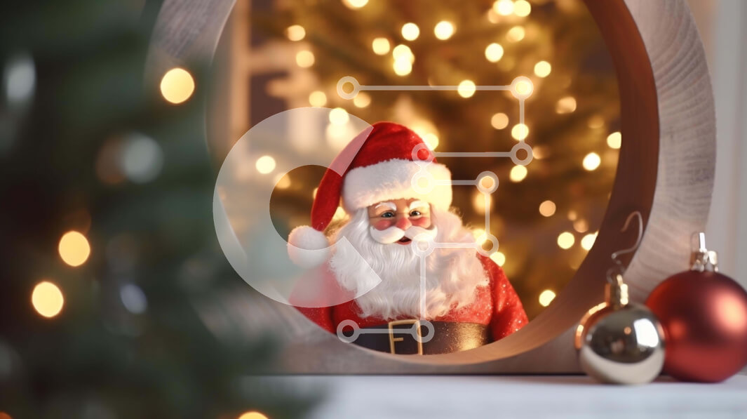 Intra Συλλεκτικό Ξύλινο Παζλ Plywood  4mm - Ειδώλιο Άγιου Βασίλη μπροστά από τον διακοσμημένο καθρέφτη Σε Ξύλινο Κουτί - Διαστάσεις: 10x10 cm – 25 κομμάτια