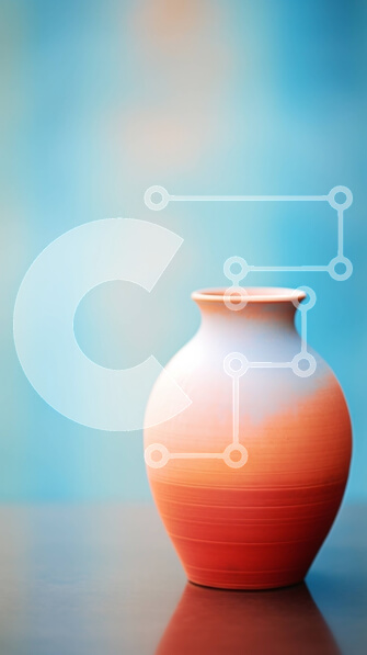 Intra Συλλεκτικό Ξύλινο Παζλ Plywood  4mm - Πορτοκαλί και κόκκινο κεραμικό βάζο σε ξύλινο τραπέζι Σε Ξύλινο Κουτί - Διαστάσεις Puzzle: 10x10 cm – 25 κομμάτια