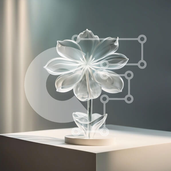 Σετ των 2 Intra Συλλεκτικό Ξύλινο Παζλ Plywood  4mm - Εκπληκτική εικόνα ενός λευκού λουλουδιού σε ένα διαφανές γυάλινο βάζο Σε Ξύλινο Κουτί - Διαστάσεις: 10x10 cm – 25 κομμάτια