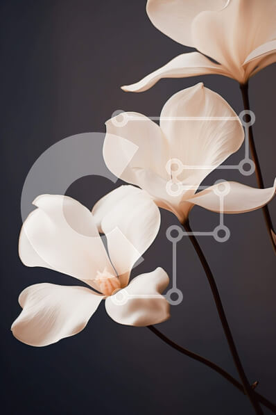 Σετ των 2 Intra Συλλεκτικό Ξύλινο Παζλ Plywood  4mm - Λευκά λουλούδια σε βάζο σε σκούρο φόντο Σε Ξύλινο Κουτί - Διαστάσεις: 10x10 cm – 25 κομμάτια