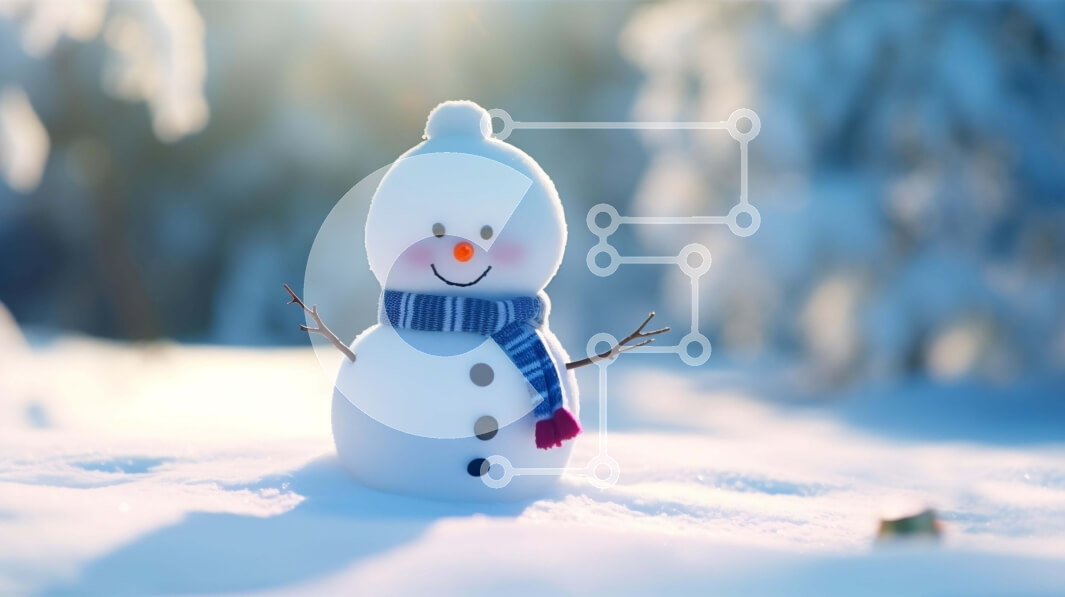 Intra Συλλεκτικό Ξύλινο Παζλ Plywood  4mm - Χιονάνθρωπος που στέκεται στο χιόνι με κασκόλ Σε Ξύλινο Κουτί - Διαστάσεις Puzzle: 10x10 cm – 25 κομμάτια