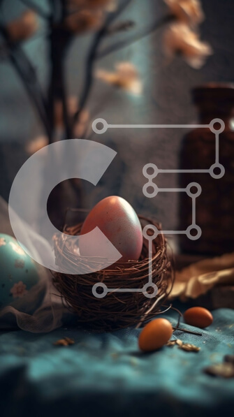 Σετ των 2 Intra Συλλεκτικό Ξύλινο Παζλ Plywood  4mm - Όμορφη εικόνα με πολύχρωμα αυγά σε μπλε φόντο Σε Ξύλινο Κουτί - Διαστάσεις: 10x10 cm – 25 κομμάτια