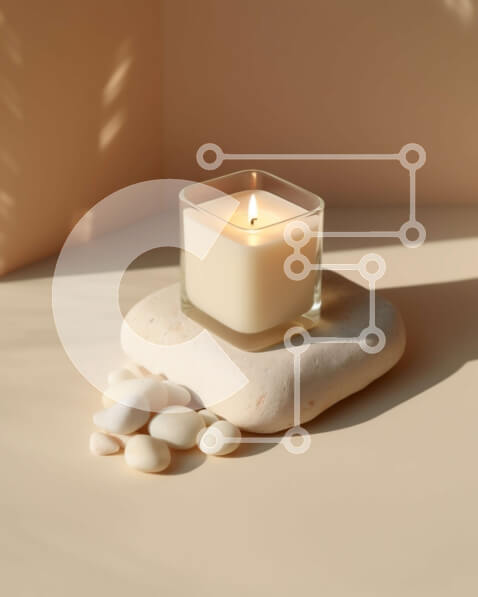 Intra Συλλεκτικό Ξύλινο Παζλ Plywood  4mm - Όμορφη εικόνα ενός λευκού κεριού σε μια πέτρινη επιφάνεια Σε Ξύλινο Κουτί - Διαστάσεις Puzzle: 10x10 cm – 25 κομμάτια