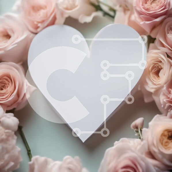 Intra Συλλεκτικό Ξύλινο Παζλ Plywood  4mm - Ρομαντικό λευκό χαρτί σε σχήμα καρδιάς που περιβάλλεται από ροζ τριαντάφυλλα Σε Ξύλινο Κουτί - Διαστάσεις Puzzle: 10x10 cm – 25 κομμάτια