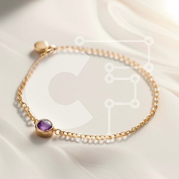 Σετ των 2 Intra Συλλεκτικό Ξύλινο Παζλ Plywood  4mm - Εκπληκτικό χρυσό βραχιόλι με πέτρα Αμέθυστου - Τέλειο αξεσουάρ για κάθε περίσταση Σε Ξύλινο Κουτί - Διαστάσεις: 10x10 cm – 25 κομμάτια