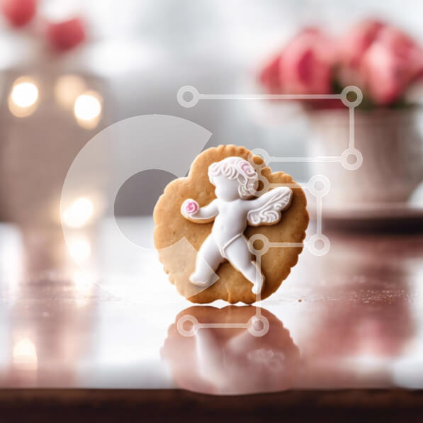 Σετ των 2 Intra Συλλεκτικό Ξύλινο Παζλ Plywood  4mm - Μπισκότο με ειδώλιο αγγέλου και τριαντάφυλλα Σε Ξύλινο Κουτί - Διαστάσεις: 10x10 cm – 25 κομμάτια