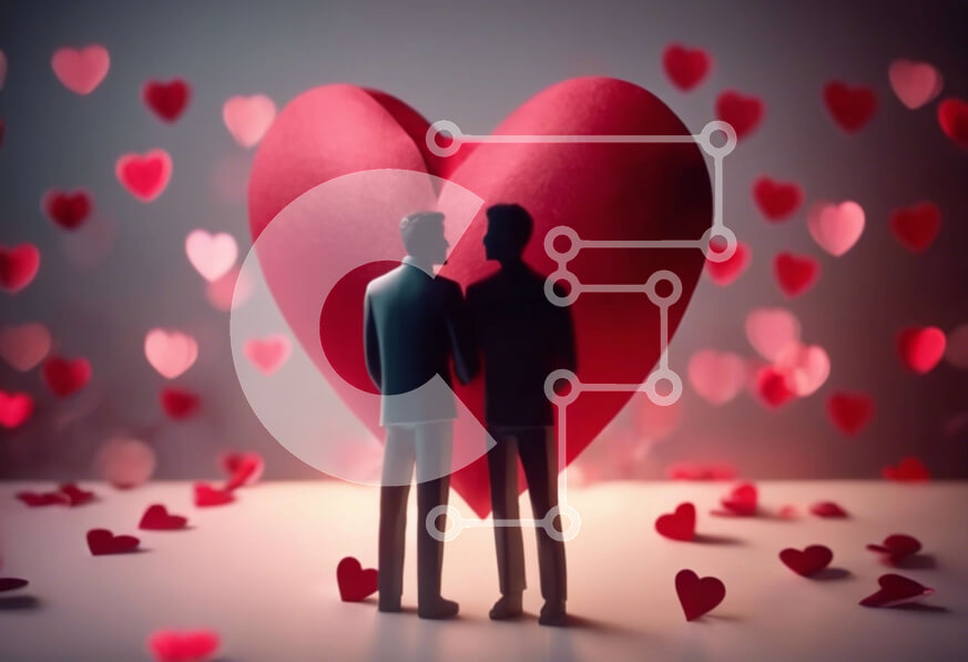 Intra Συλλεκτικό Ξύλινο Παζλ Plywood  4mm - Δύο άνδρες που κρατούν τα χέρια μπροστά από το χάρτινο μοντέλο σε σχήμα καρδιάς Σε Ξύλινο Κουτί - Διαστάσεις Puzzle: 10x10 cm – 25 κομμάτια