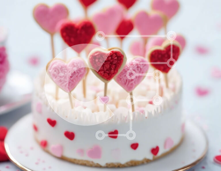 Σετ των 2 Intra Συλλεκτικό Ξύλινο Παζλ Plywood  4mm - Κέικ σε σχήμα καρδιάς με κόκκινες και ροζ καρδιές Σε Ξύλινο Κουτί - Διαστάσεις: 10x10 cm – 25 κομμάτια