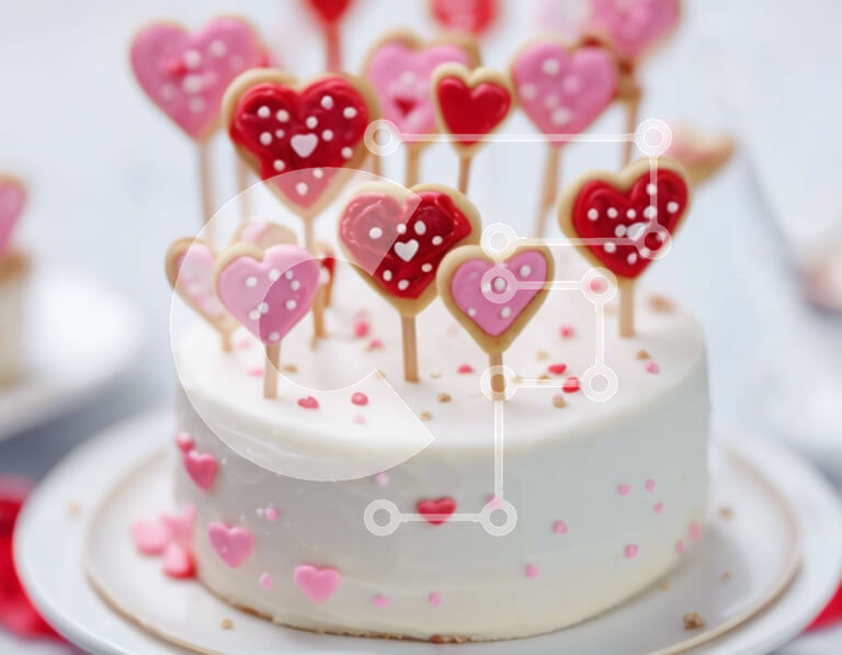 Σετ των 2 Intra Συλλεκτικό Ξύλινο Παζλ Plywood  4mm - Κέικ μπισκότων σε σχήμα καρδιάς για τη γιορτή του Αγίου Βαλεντίνου Σε Ξύλινο Κουτί - Διαστάσεις: 10x10 cm – 25 κομμάτια