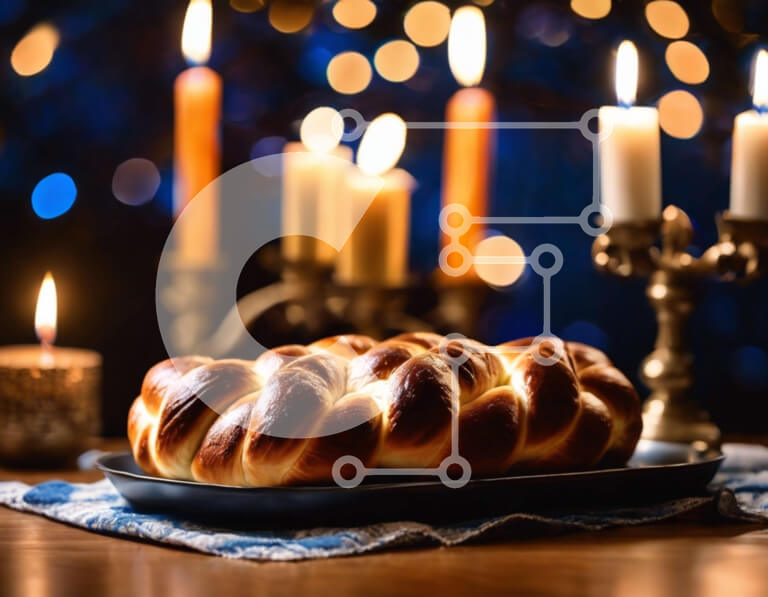 Σετ των 2 Intra Συλλεκτικό Ξύλινο Παζλ Plywood  4mm - Πλεγμένο ψωμί στο τραπέζι με κεριά Σε Ξύλινο Κουτί - Διαστάσεις: 10x10 cm – 25 κομμάτια