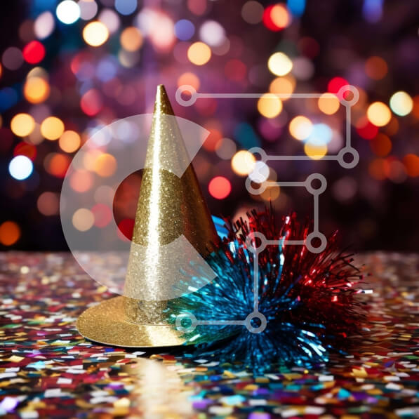 Intra Συλλεκτικό Ξύλινο Παζλ Plywood  4mm - Εορταστικό καπέλο για πάρτι και πολύχρωμα διακοσμητικά Σε Ξύλινο Κουτί - Διαστάσεις: 10x10 cm – 25 κομμάτια