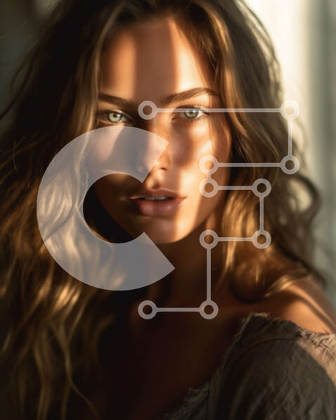 Intra Συλλεκτικό Ξύλινο Παζλ Plywood  4mm - Εκπληκτική γυναίκα με λευκό πουκάμισο και τζιν που στέκεται δίπλα στο ηλιόλουστο παράθυρο Σε Ξύλινο Κουτί - Διαστάσεις Puzzle: 10x10 cm – 25 κομμάτια