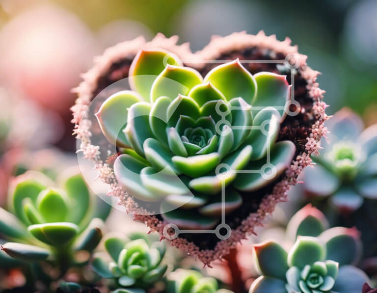 Intra Συλλεκτικό Ξύλινο Παζλ Plywood  4mm - Παχύφυτο σε σχήμα καρδιάς σε έναν κήπο Σε Ξύλινο Κουτί - Διαστάσεις: 10x10 cm – 25 κομμάτια