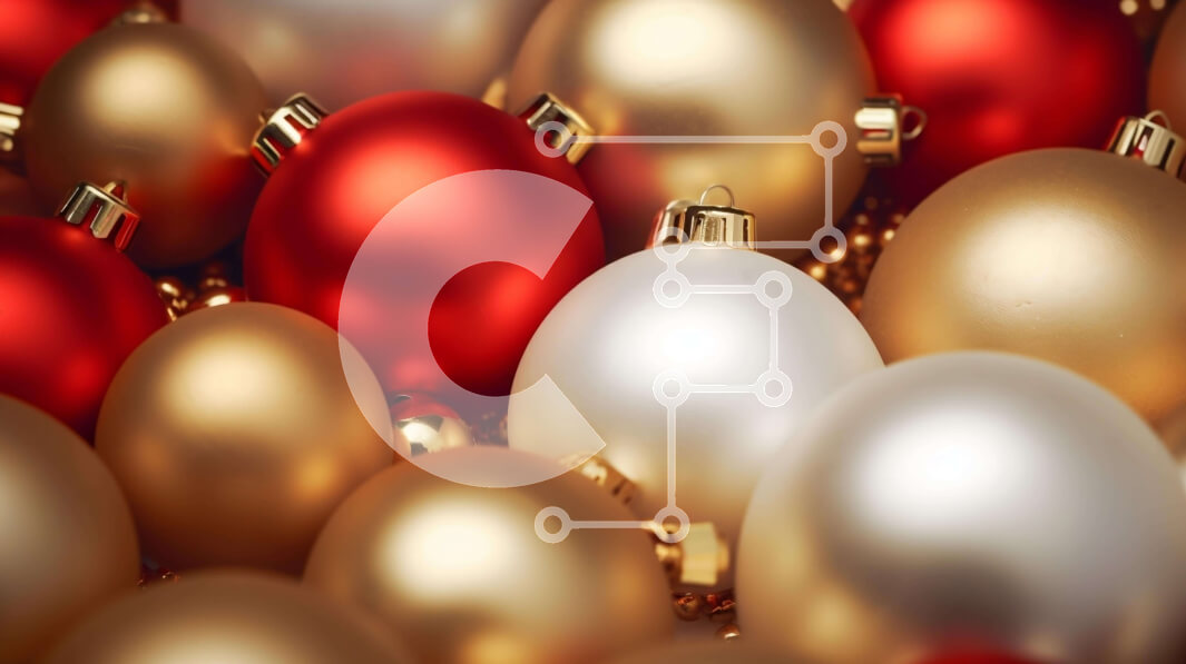 Intra Συλλεκτικό Ξύλινο Παζλ Plywood  4mm - Χριστουγεννιάτικη διακόσμηση με μπάλες σε χρυσό, ασημί και κόκκινο Σε Ξύλινο Κουτί - Διαστάσεις: 10x10 cm – 25 κομμάτια