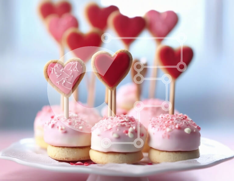 Σετ των 2 Intra Συλλεκτικό Ξύλινο Παζλ Plywood  4mm - Πιάτο με μπισκότα και cupcakes για την ημέρα του Αγίου Βαλεντίνου σε σχήμα καρδιάς Σε Ξύλινο Κουτί - Διαστάσεις: 10x10 cm – 25 κομμάτια