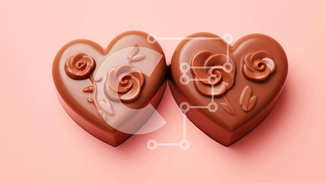 Intra Συλλεκτικό Ξύλινο Παζλ Plywood  4mm - Σοκολάτες σε σχήμα καρδιάς για την ημέρα του Αγίου Βαλεντίνου με τριαντάφυλλα σε ροζ φόντο Σε Ξύλινο Κουτί - Διαστάσεις Puzzle: 10x10 cm – 25 κομμάτια