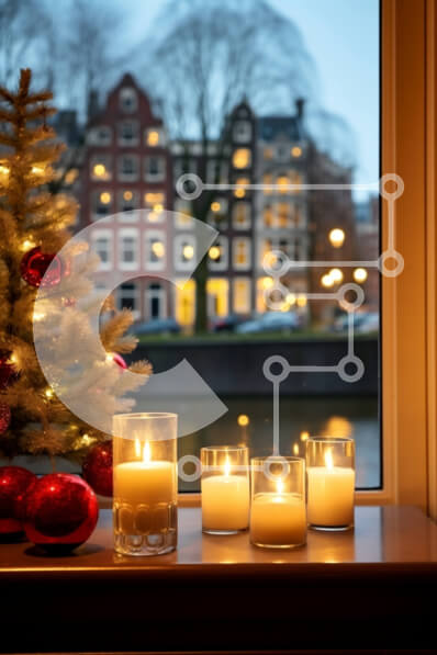 Intra Συλλεκτικό Ξύλινο Παζλ Plywood  4mm - Χριστουγεννιάτικο περβάζι παραθύρου με κεριά και στολισμένο δέντρο Σε Ξύλινο Κουτί - Διαστάσεις: 10x10 cm – 25 κομμάτια