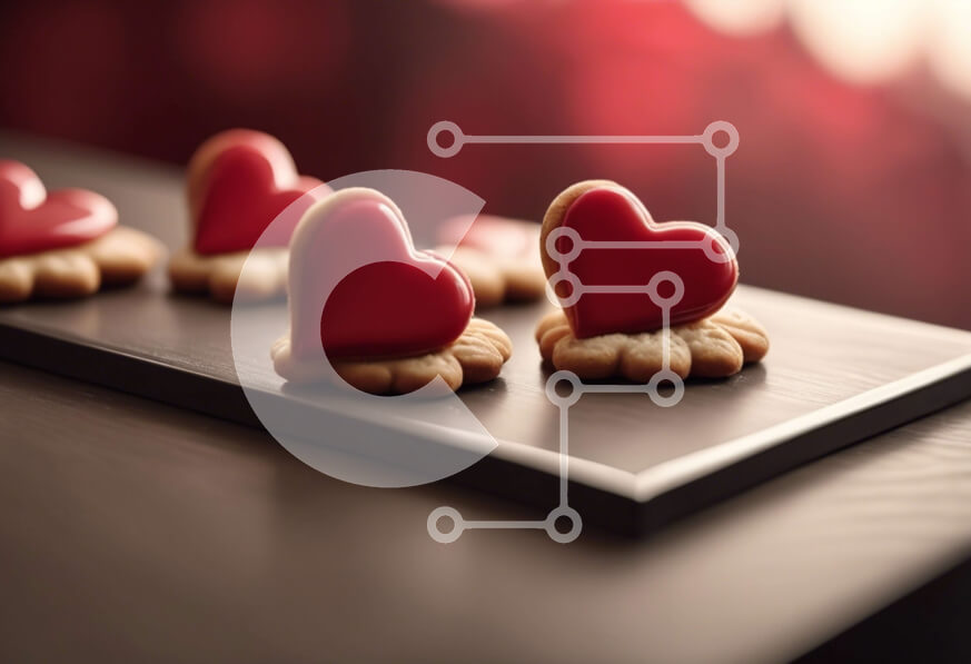 Σετ των 2 Intra Συλλεκτικό Ξύλινο Παζλ Plywood  4mm - Μπισκότα του Αγίου Βαλεντίνου σε σχήμα καρδιάς σε μαύρο δίσκο Σε Ξύλινο Κουτί - Διαστάσεις: 10x10 cm – 25 κομμάτια