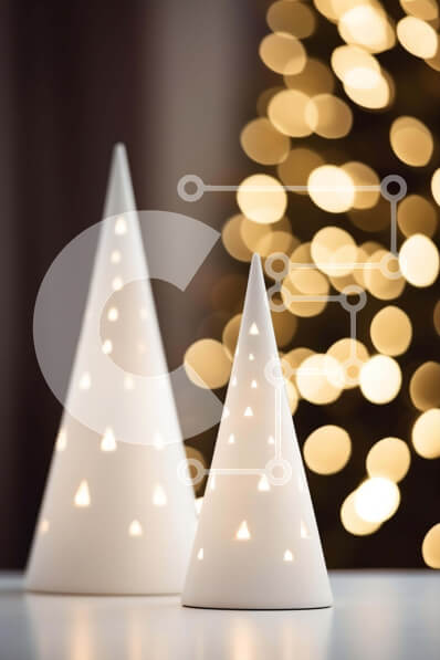 Intra Συλλεκτικό Ξύλινο Παζλ Plywood  4mm - Λευκά κηροπήγια σε σχήμα δέντρου σε ένα γιορτινό τραπέζι Σε Ξύλινο Κουτί - Διαστάσεις Puzzle: 10x10 cm – 25 κομμάτια