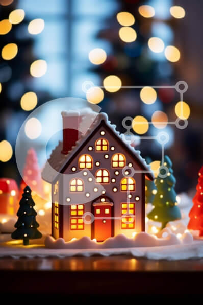 Intra Συλλεκτικό Ξύλινο Παζλ Plywood  4mm - Διακόσμηση εξοχικής κατοικίας με φωτάκια και στολίδια Σε Ξύλινο Κουτί - Διαστάσεις: 10x10 cm – 25 κομμάτια