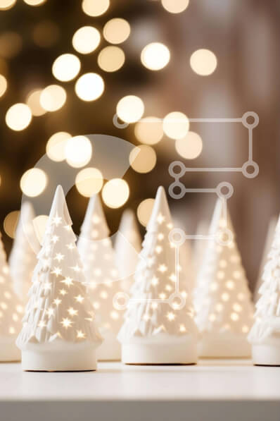 Intra Συλλεκτικό Ξύλινο Παζλ Plywood  4mm - Λευκές Κηροπήλες σε σχήμα δέντρου Διακοσμημένες για την εορταστική περίοδο Σε Ξύλινο Κουτί - Διαστάσεις: 10x10 cm – 25 κομμάτια