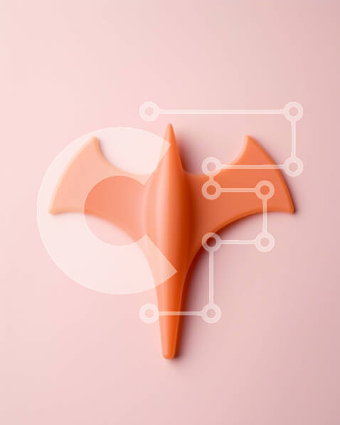 Intra Συλλεκτικό Ξύλινο Παζλ Plywood  4mm - Πορτοκαλί αντικείμενο σε σχήμα νυχτερίδας σε ροζ φόντο Σε Ξύλινο Κουτί - Διαστάσεις: 10x10 cm – 25 κομμάτια