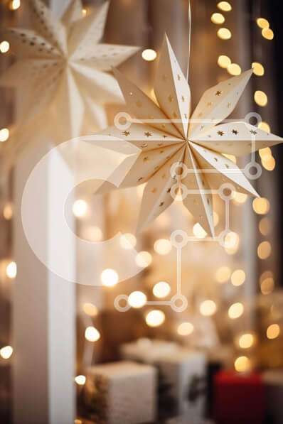 Intra Συλλεκτικό Ξύλινο Παζλ Plywood  4mm - Χριστουγεννιάτικη διακόσμηση με χάρτινα διακοσμητικά αστέρια και δώρα Σε Ξύλινο Κουτί - Διαστάσεις: 10x10 cm – 25 κομμάτια