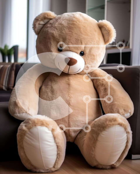 Intra Συλλεκτικό Ξύλινο Παζλ Plywood  4mm - Μεγάλο καφέ αρκουδάκι στο σαλόνι με μαξιλάρια Σε Ξύλινο Κουτί - Διαστάσεις: 10x10 cm – 25 κομμάτια