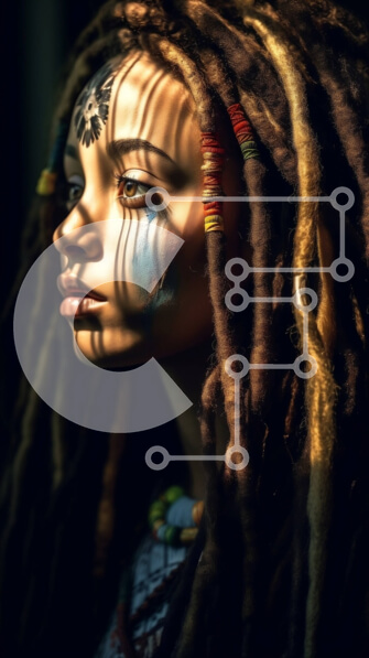 Intra Συλλεκτικό Ξύλινο Παζλ Plywood  4mm - Πολύχρωμη γυναίκα με dreadlocks και ζωγραφική προσώπου Σε Ξύλινο Κουτί - Διαστάσεις Puzzle: 10x10 cm – 25 κομμάτια