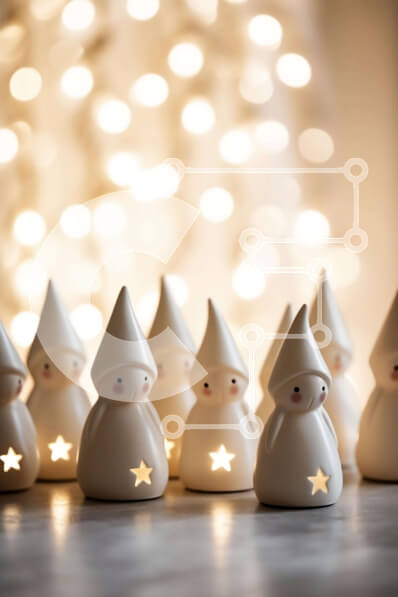 Intra Συλλεκτικό Ξύλινο Παζλ Plywood  4mm - Ομάδα λευκών ειδωλίων σε φωτισμένο φόντο Σε Ξύλινο Κουτί - Διαστάσεις Puzzle: 10x10 cm – 25 κομμάτια