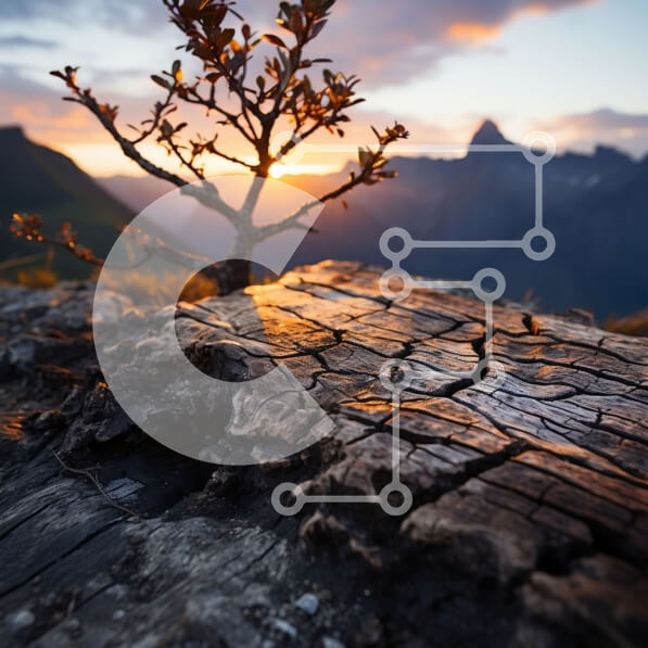 Intra Συλλεκτικό Ξύλινο Παζλ Plywood  4mm - Εκπληκτικό τοπίο ηλιοβασιλέματος με μοναχικό δέντρο και σιλουέτα βουνού Σε Ξύλινο Κουτί - Διαστάσεις: 10x10 cm – 25 κομμάτια