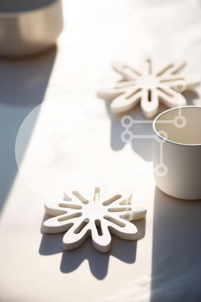 Intra Συλλεκτικό Ξύλινο Παζλ Plywood  4mm - Σουβέρ White Cup και Snowflake Σε Ξύλινο Κουτί - Διαστάσεις: 10x10 cm – 25 κομμάτια