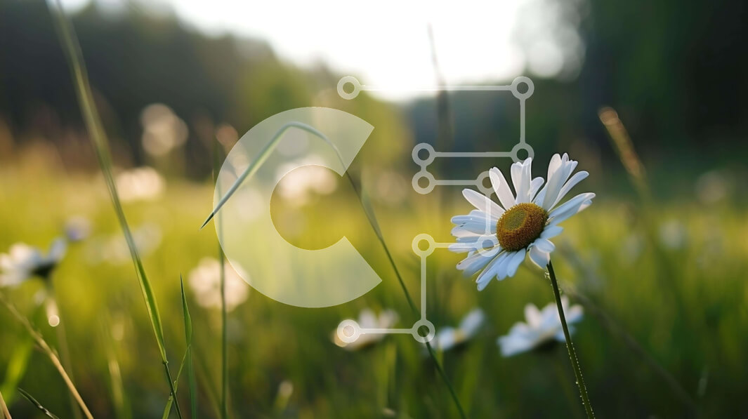 Intra Συλλεκτικό Ξύλινο Παζλ Plywood  4mm - Single White Daisy στο Grassy Field Σε Ξύλινο Κουτί - Διαστάσεις: 10x10 cm – 25 κομμάτια