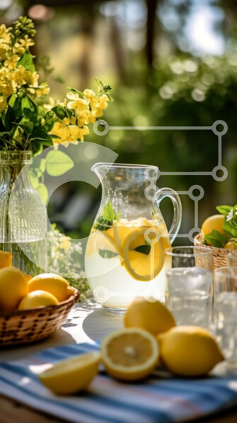 Intra Συλλεκτικό Ξύλινο Παζλ Plywood  4mm - Δροσιστική λεμονάδα μια ηλιόλουστη μέρα με κίτρινα λουλούδια Σε Ξύλινο Κουτί - Διαστάσεις: 10x10 cm – 25 κομμάτια