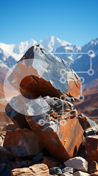 Σετ των 2 Intra Συλλεκτικό Ξύλινο Παζλ Plywood  4mm - Εκπληκτική εικόνα ενός τοπίου βραχώδους βουνού με χιονισμένες κορυφές Σε Ξύλινο Κουτί - Διαστάσεις: 10x10 cm – 25 κομμάτια